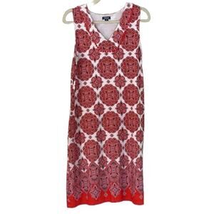 IZOD Sleeveless V-Neck Stretch Dress Geometric, Floral, Athleisure, Sporty, L